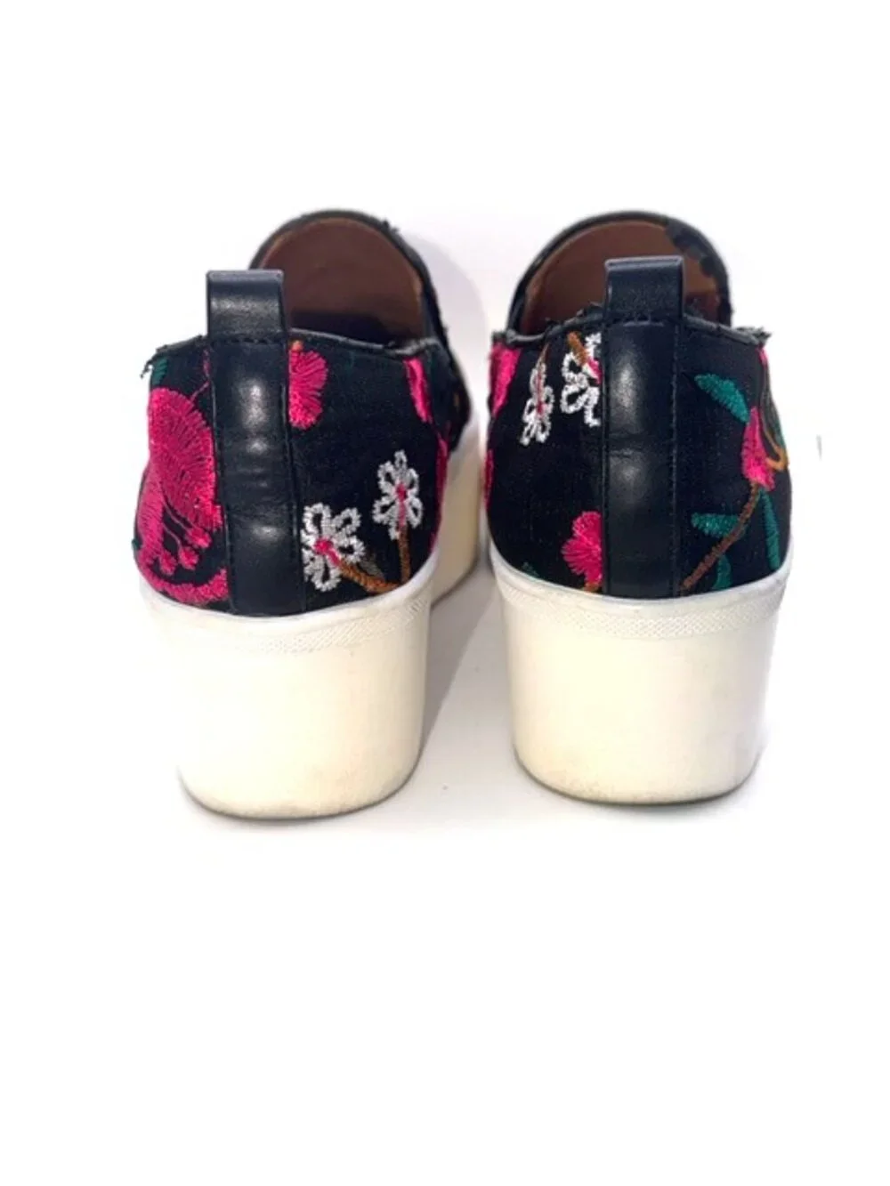 Golo Vivian Floral Embroidered Platform Slip-On Sneakers Black Size 8